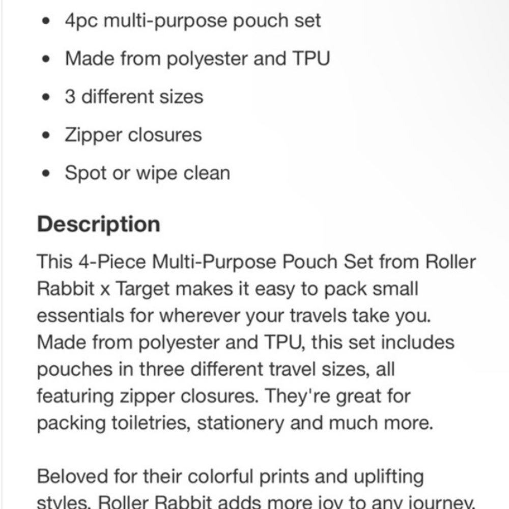 Roller Rabbit Travel Pouch Set Target collaboration - Picture 3 of 4